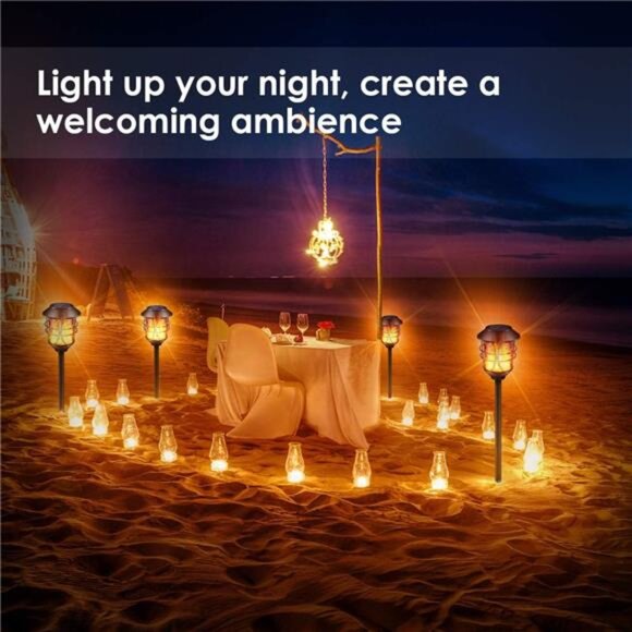 Solar Lights Metal Flickering Flame Solar Torches Lights - Picture 6 of 7